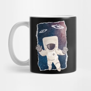 Floating astronaut Ufo alien abduction funny cute spaceship moon mars cosmic space Mug